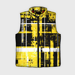 Женский жилет Жёлто-белый гранж на чёрном фоне, цвет: 3D-красный