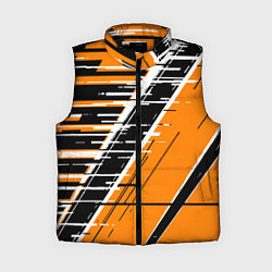 Женский жилет Чёрно-белые глитч полосы на оранжевом фоне, цвет: 3D-черный