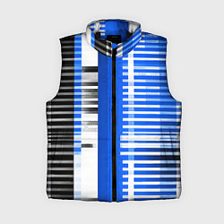 Женский жилет White stripes on a black and blue background, цвет: 3D-черный