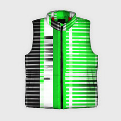 Женский жилет Белые полосы на зелёно-чёрном фоне