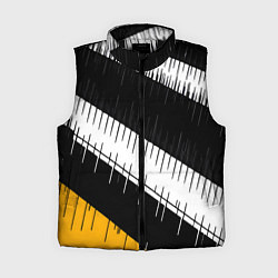 Женский жилет Диагональные чёрно-белые полосы на жёлтом фоне, цвет: 3D-черный