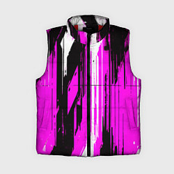 Женский жилет Вертикальные чёрно-белые линии на розовом фоне, цвет: 3D-красный