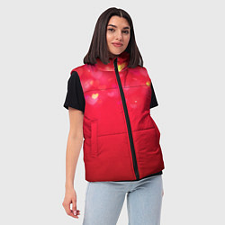 Женский жилет Красный градиент с падающими сердечками, цвет: 3D-красный — фото 2