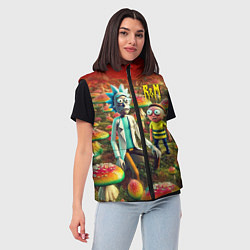 Женский жилет Рик и Морти заблудились в мухоморном поле, цвет: 3D-светло-серый — фото 2
