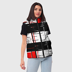 Женский жилет Чёрные и красные полосы на белом фоне, цвет: 3D-черный — фото 2