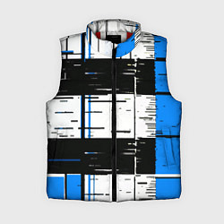 Женский жилет Синие и чёрные полосы на белом фоне, цвет: 3D-красный