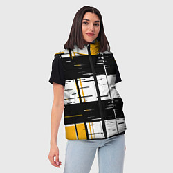 Женский жилет Жёлтые и чёрные полосы на белом фоне, цвет: 3D-красный — фото 2