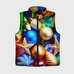 Женский жилет Новогодние украшения, цвет: 3D-светло-серый