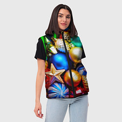 Женский жилет Новогодние украшения, цвет: 3D-черный — фото 2