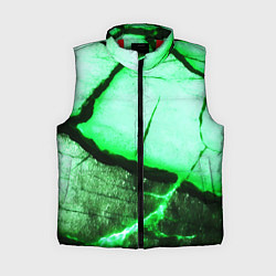 Женский жилет Трещины на абстрактном зелёном фоне, цвет: 3D-красный