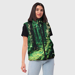 Женский жилет Зелёный летний лес, цвет: 3D-черный — фото 2
