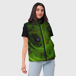 Женский жилет Зелёный дым абстракция, цвет: 3D-черный — фото 2