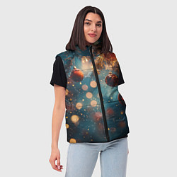 Женский жилет Новый год боке стиль, цвет: 3D-светло-серый — фото 2