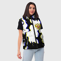 Женский жилет Россия герб глитч, цвет: 3D-черный — фото 2