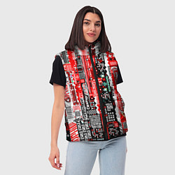 Женский жилет Киберпанк паттерн красный, цвет: 3D-красный — фото 2
