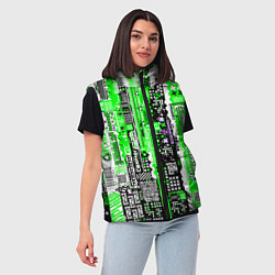 Женский жилет Киберпанк паттерн зелёный, цвет: 3D-красный — фото 2