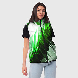 Женский жилет Чёрно-зелёные острые полосы на белом фоне, цвет: 3D-черный — фото 2