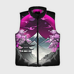 Женский жилет Горы и сакура в Японии, цвет: 3D-светло-серый