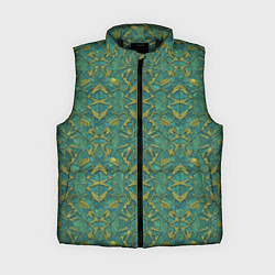Женский жилет Зеленый орнамент с желтым, цвет: 3D-черный