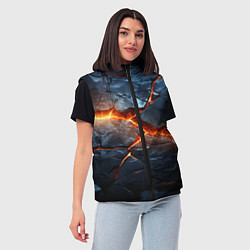 Женский жилет Черная треснутая плита - текстура, цвет: 3D-черный — фото 2