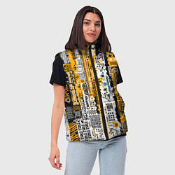 Женский жилет Cyberpunk pattern yellow, цвет: 3D-черный — фото 2