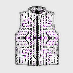 Женский жилет Чёрно-фиолетовые диагональные полосы на белом фоне, цвет: 3D-светло-серый