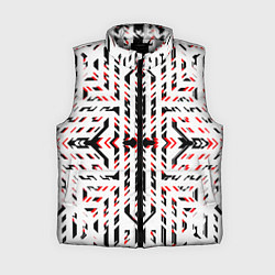 Женский жилет Чёрно-красные диагональные полосы на белом фоне, цвет: 3D-светло-серый