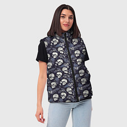 Женский жилет Черепа и ветви пальмы, цвет: 3D-черный — фото 2