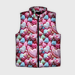 Женский жилет Карамельные сердечки, цвет: 3D-черный