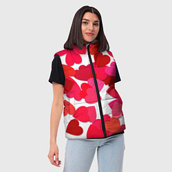 Женский жилет Сердца россыпь, цвет: 3D-красный — фото 2