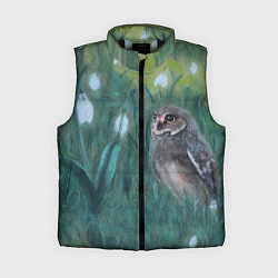 Женский жилет Сова среди подснежников, цвет: 3D-черный