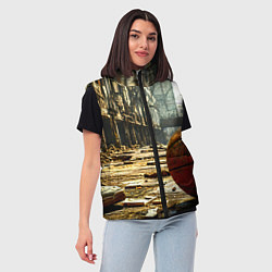 Женский жилет Баскетбольный мяч и город постапокалипсиса, цвет: 3D-черный — фото 2