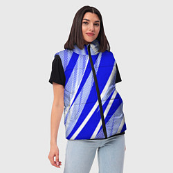 Женский жилет Абстрактный синий полосатый, цвет: 3D-черный — фото 2