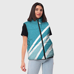 Женский жилет Бело-голубой абстракция с полосами, цвет: 3D-светло-серый — фото 2