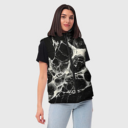 Женский жилет Бело-черная потертая текстура, цвет: 3D-светло-серый — фото 2