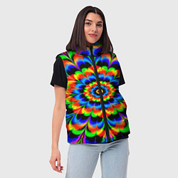 Женский жилет Оптические иллюзии психоделика, цвет: 3D-черный — фото 2