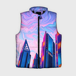 Женский жилет Абстракция с небоскребами, цвет: 3D-черный