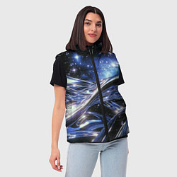 Женский жилет Закрученные линии и звезды - космическая абстракци, цвет: 3D-черный — фото 2