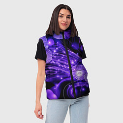 Женский жилет Силуэты цветов на темном фоне - фиолетовое свечени, цвет: 3D-черный — фото 2