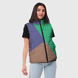Женский жилет Триада зелёный фиолетовый и коричневый геометричны, цвет: 3D-черный — фото 2