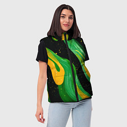 Женский жилет Зелено-желтая краска на черном, цвет: 3D-черный — фото 2