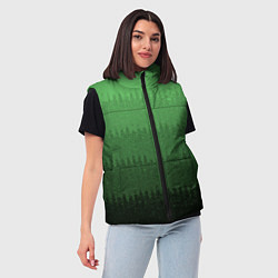 Женский жилет Зеленый градиент текстурные полосы, цвет: 3D-черный — фото 2