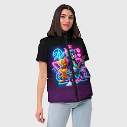 Женский жилет Гитарист Том и вокалист Джерри - неоновое свечение, цвет: 3D-черный — фото 2