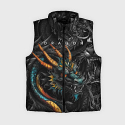 Женский жилет Японский дракон татуировка, цвет: 3D-светло-серый