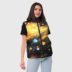 Женский жилет Золотая текстура на черном фоне, цвет: 3D-черный — фото 2
