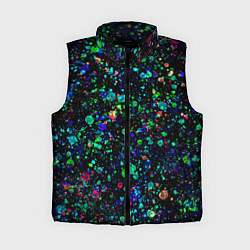 Женский жилет Чёрный с брызгами сине-зелёными абстракция