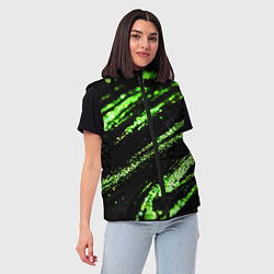 Женский жилет Зеленые блестки на черном, цвет: 3D-черный — фото 2