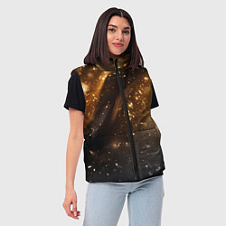Женский жилет Блестящая текстура кофейного цвета, цвет: 3D-черный — фото 2