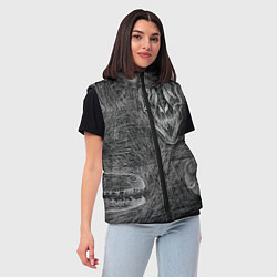 Женский жилет Черепа динозавров - эскиз, цвет: 3D-черный — фото 2