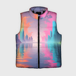 Женский жилет Город в розовом тумане, цвет: 3D-черный